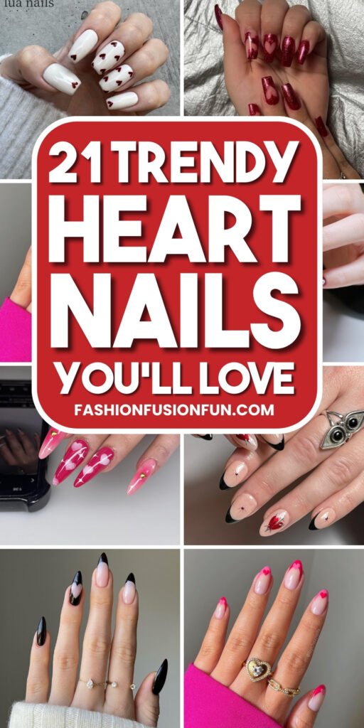 Romantic Cute Heart Nails For Valentine’s Day