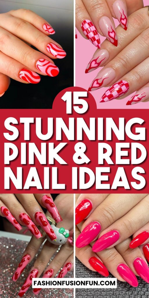 Simple Pink And Red Nails Designs