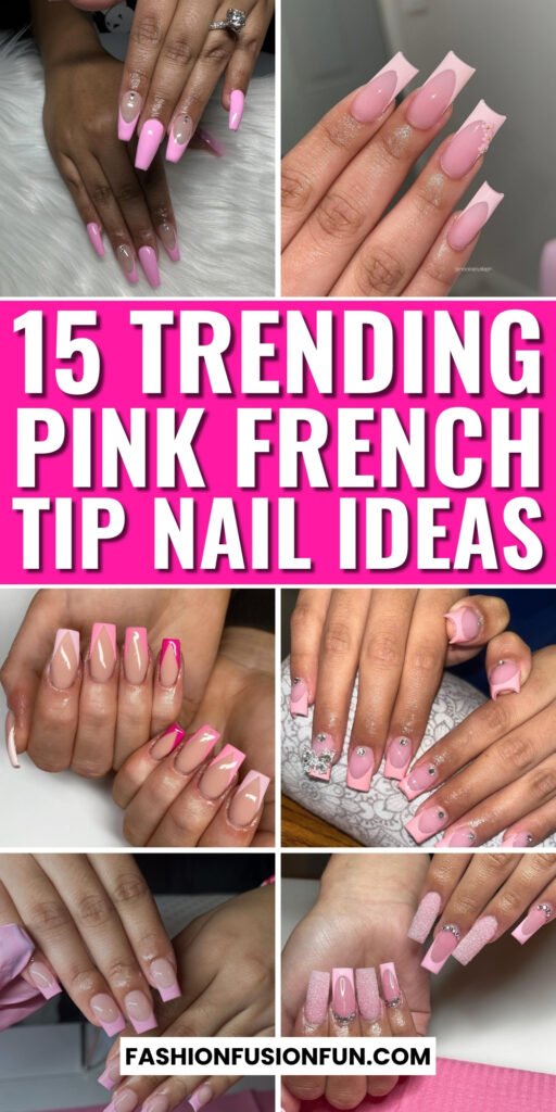 Pink French Tip Nails - Chic Hot Pink and White Designs for Trendy Nail Inspiration
